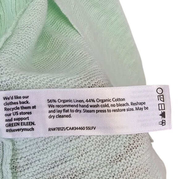 Eileen Fisher Womens Linen Cotton Open Front 3/4 Sleeve Cardigan, Green, Size L - Picture 7 of 7